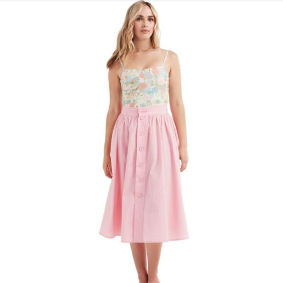 HERMOZA Nichol Skirt Sea Pink Medium Cotton in Poplin NWT - Picture 1 of 8